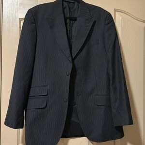 Perry Ellis Men’s Suit Jacket Black with Tan Stripes Size L42 Reg